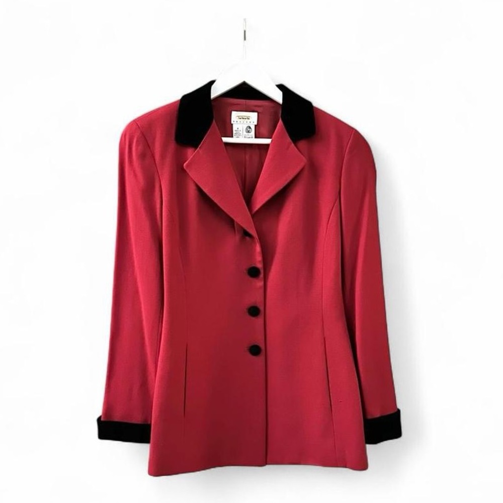 🇺🇸 MADE IN USA Talbots Petites 100% Pure New Wool Velvet Trimmed Blazer